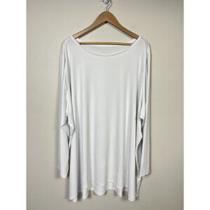 Susan Graver Shirt Women 5X White Tunic Long Sleeve Liquid Knit Essential
